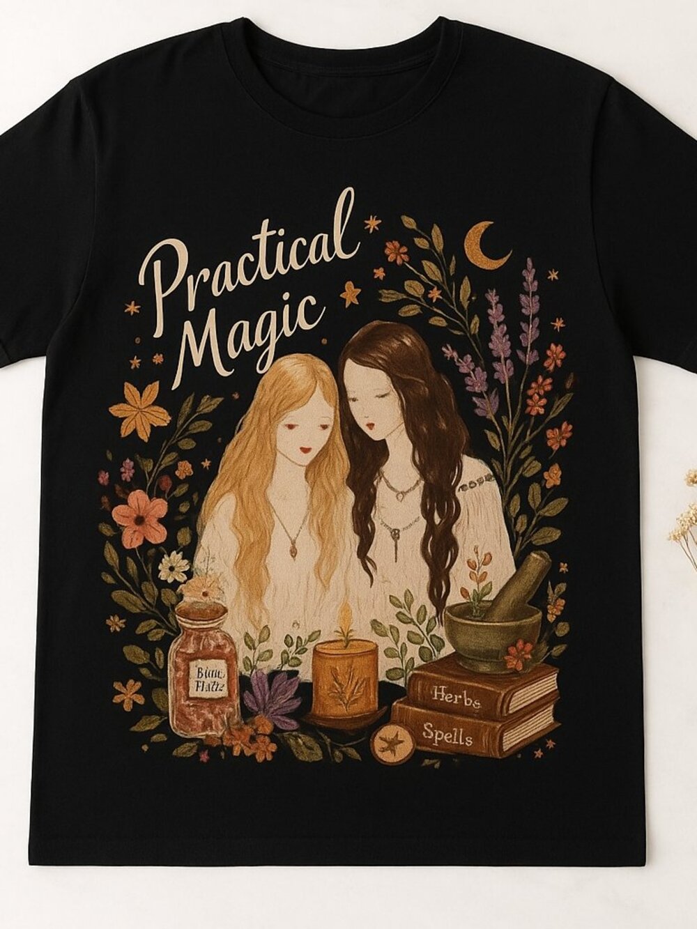 Practical Magic T-Shirt, Witchy Botanical Graphic Tee, Mystic Sisters Shirt